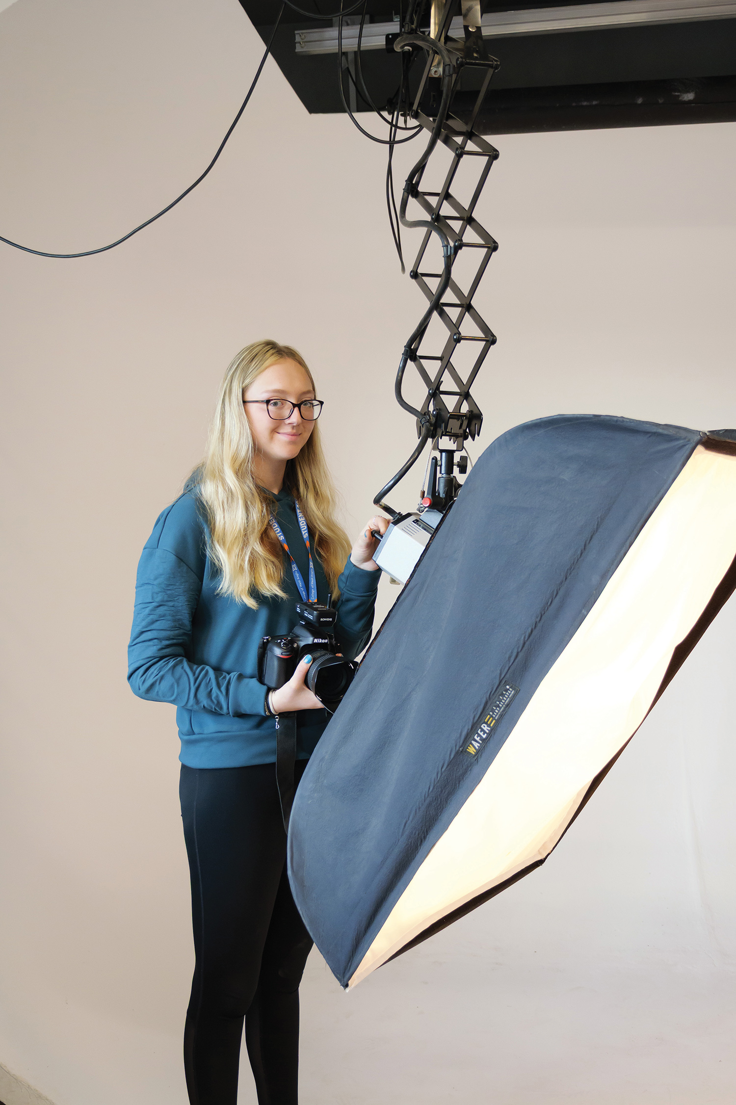 Student in photography studio 